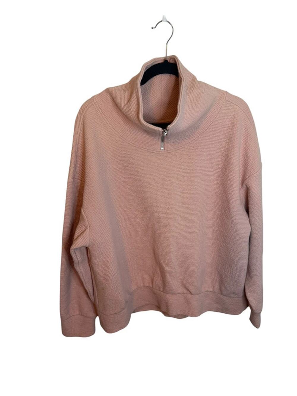 Calia Baby Pink Textured Quarter Zip Sweatshirt